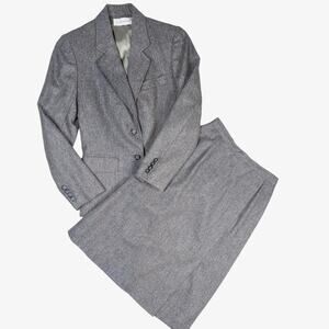 Vintage Evan Picone Two Piece Wool Skirt Suit Gray Vintage Size 8 Modern Size 0